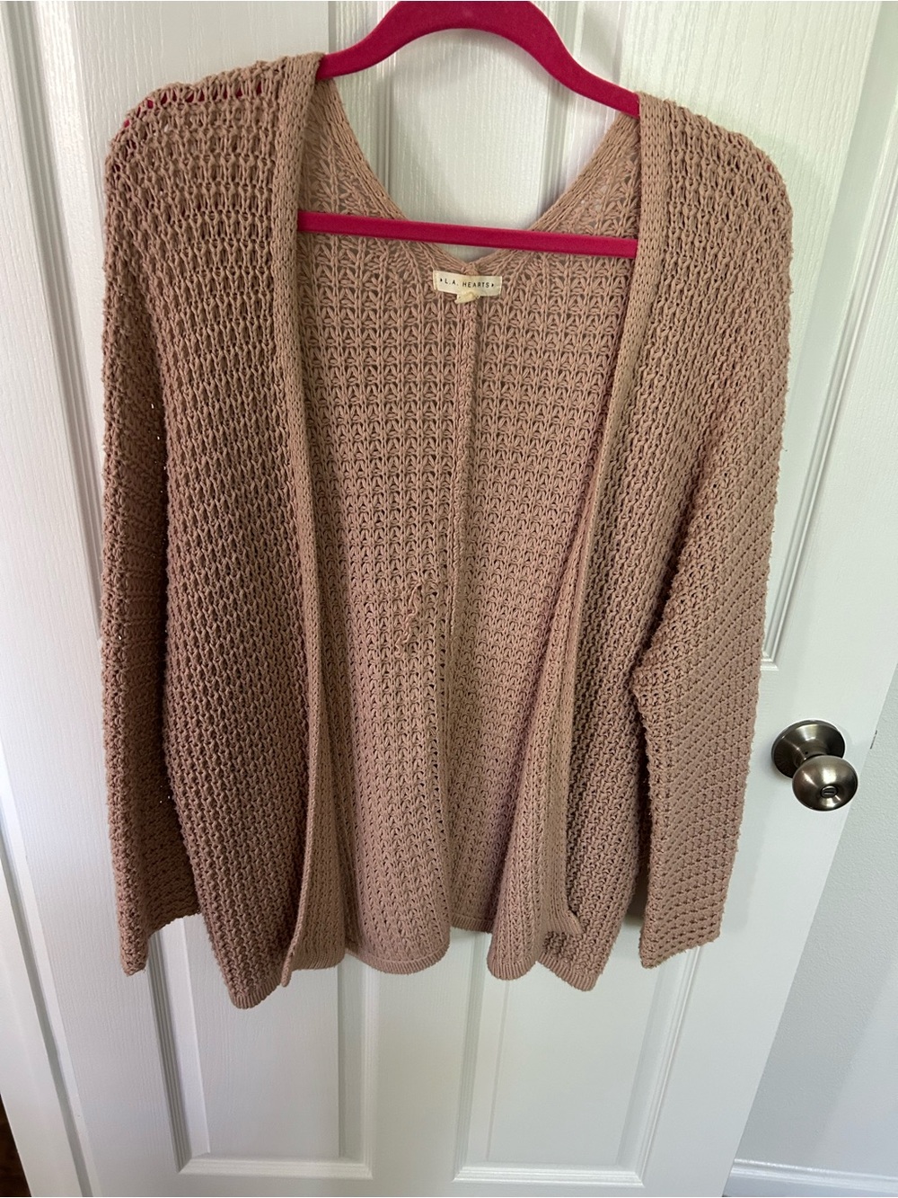 La Hearts Open-Front Cardigan — Mauve Taupe